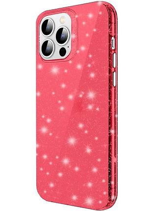 Чехол накладка tpu radiance для apple iphone 15 (6.1") червоний блестки (930677)