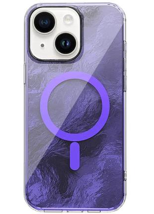 Чехол tpu shiny mountain для apple iphone 15 6.1" magsafe блёстки фіолетовий (929722)