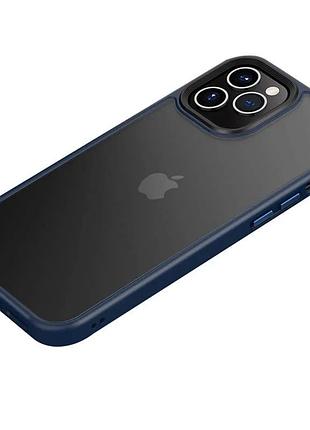 Tpu+pc чехол для apple iphone 11 pro max накладка metal buttons синий (929735)