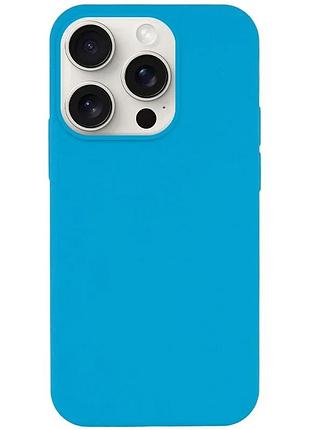 Чехол накладка для apple iphone 14 pro 6.1" силіконовий голубий з мікрофіброю (913337)