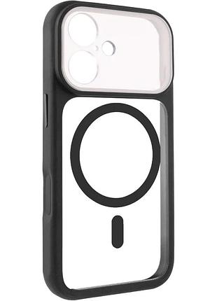 Чехол накладка getman moon clear с magsafe tpu+pc для apple iphone 16 6.1" черный (922476)