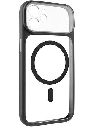 Чехол накладка getman moon clear с magsafe для apple iphone 11 tpu+pc черный (911515)