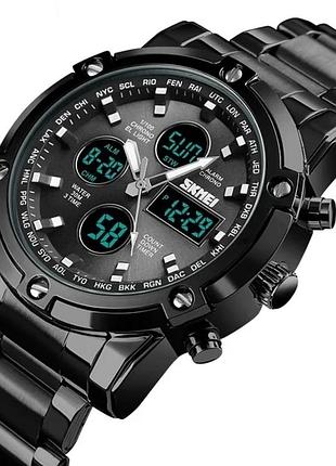 Чоловічі наручні годинники skmei molot limited allblack кварцові металеві 49 мм чорні (909393)