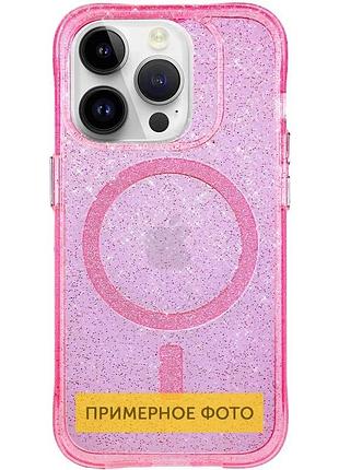 Чехол накладка tpu для apple iphone 16 magsafe блёстки рожевий (930167)