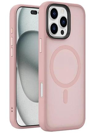 Чехол для apple iphone 16 pro max magsafe tpu+pc 6.9" рожевий (924590)