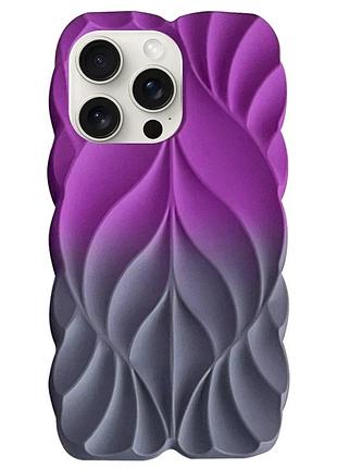 Tpu чехол leaf для apple iphone 15 pro max 6.7" об'ємний 3d фіолетовий/сірий (911345)