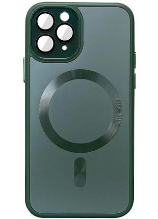 Чехол накладка для apple iphone 14 pro max magsafe tpu+glass 6.7" зелений forest green (911304)