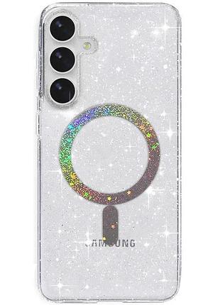 Чехол накладка для samsung galaxy s26 tpu clear блёстки magsafe (929342)
