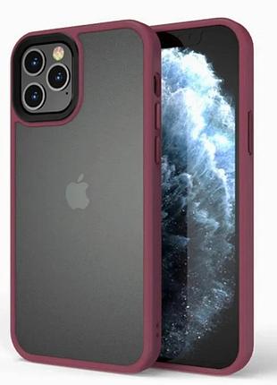 Tpu+pc чехол для apple iphone 13 pro max накладка бордовий (931085)