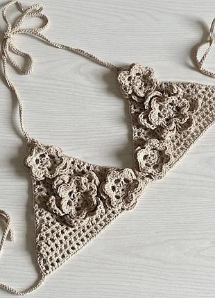Трендовий топ- кроп, handmade, обьемні квіти💕