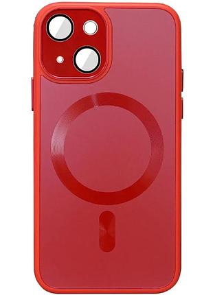Чехол накладка для apple iphone 14 magsafe tpu+glass червоний 6.1" (922964)
