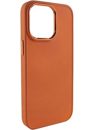 Tpu чехол для apple iphone 14 pro max 6.7" оранжевий papaya металевий стиль (922784)