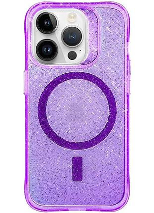Чехол накладка tpu для apple iphone 16 pro magsafe блестки фіолетовий (931256)