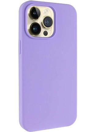 Чехол накладка для apple iphone 15 pro 6.1" силіконовий сиреневий з мікрофіброю (923421)