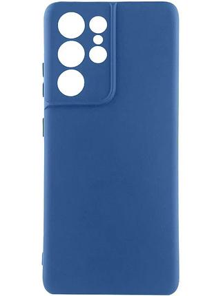 Чехол накладка liquid silk full camera tpu для samsung galaxy s22 ultra синій 0,5 мм (926570)