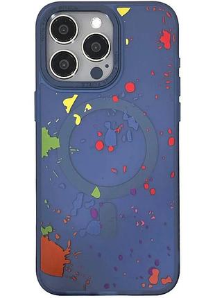 Чехол накладка для apple iphone 16 pro magsafe tpu+pc 6.3" темно-синій (920979)