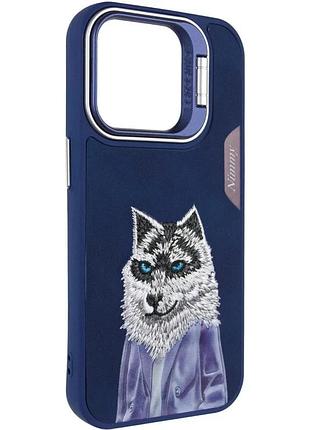 Tpu+pc чехол для apple iphone 15 (6.1") підставка кольцо-держатель blue wolf (925072)