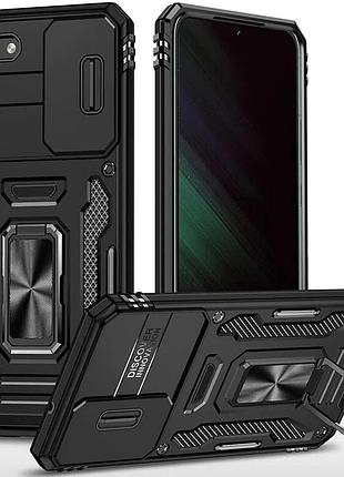 Ударопрочний чохол camshield army ring для samsung galaxy s21 fe силікон + полікарбонат чорний (916738)