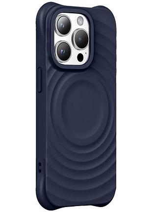 Чехол tpu orbit with magsafe для iphone 13 pro max 6.7" темно-синій мікрофібра (917430)