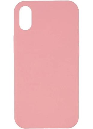 Чехол накладка для apple iphone xs max 6.5" силикон розовый с микрофиброй (921582)