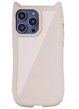 Чехол tpu cat для iphone 14 pro 6.1" гнучкий анти-відбитки antique white (922349)