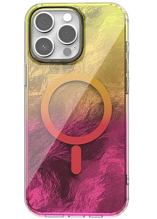 Чехол накладка tpu magsafe для apple iphone 14 pro 6.1" жовтий / рожевий (926452)
