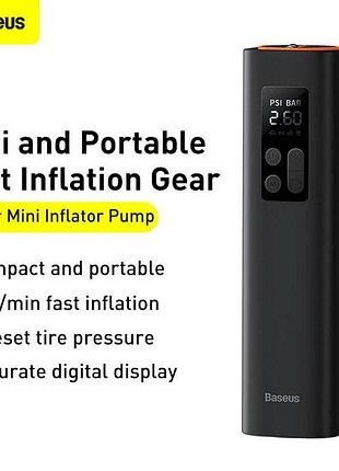 Уценка! автомобильный компрессор baseus super mini inflator pump black (crcq000001)