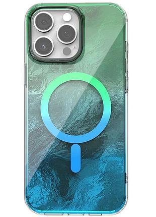 Чехол tpu shiny mountain для iphone 15 pro 6.1" magsafe зелёный/синий (926024)