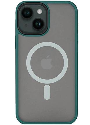 Tpu+pc чехол metal buttons magsafe для apple iphone 14 зелений (931188)