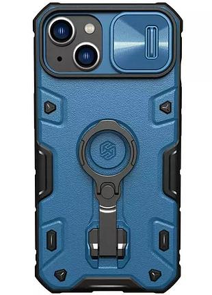 Tpu+pc чехол nillkin camshield armor pro шторка на камеру для apple iphone 14/13 6.1" синій (926836)