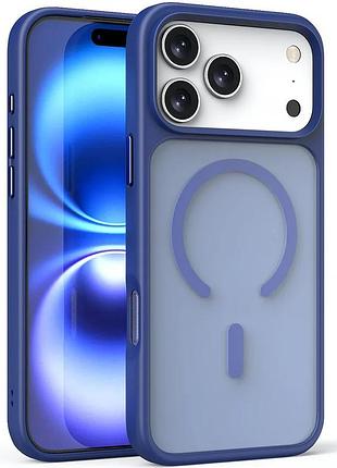 Tpu+pc чехол magsafe для apple iphone 17 pro синій (929501)