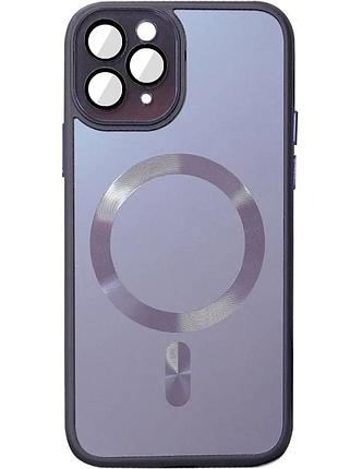 Чехол накладка magsafe для apple iphone 12 pro max tpu+glass фіолетовий (930312)
