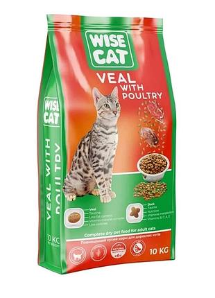 Сухой корм wise cat veal with poultry для кошек телятина с домашней птицей 10 кг