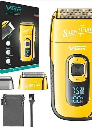 Профессиональный электробритва-шейвер vgr v-332 super trim gold с led дисплеем
