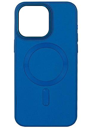 Кожаный чехол bonbon leather metal style with magsafe для apple iphone 15 plus (6.7") синий / indigo