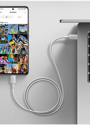 Оригинальный кабель xiaomi braided type-c-type-c 6a 120 ват 1m (bhr087kgl) белый