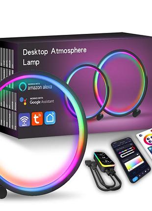 Настольная led лампа rgb intelligent circular atmosphere light bluetooth usb with app black