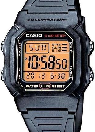 Casio w-800hg-9a — чоловічий цифровий годинник, полімерний ремінець, wr 100 м
