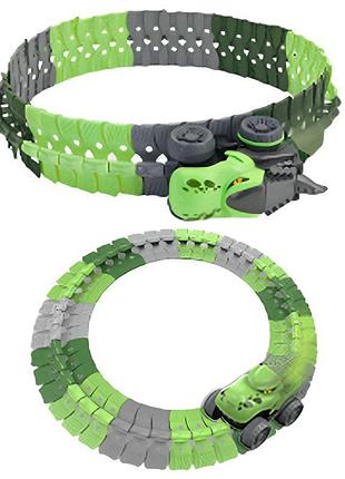 Интерактивный трек с инерционной машинкой sht 5510-8 dino trak (46pcs/1car) green