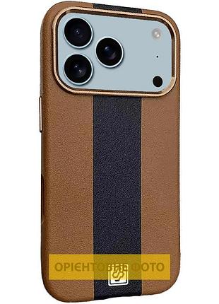 Шкіряний чохол rally with magsafe для apple iphone 17 (6.3") brown / black