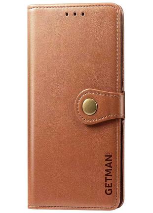 Шкіряний чохол-книжка getman gallant (pu) для xiaomi redmi 13 4g / poco m6 4g коричневий