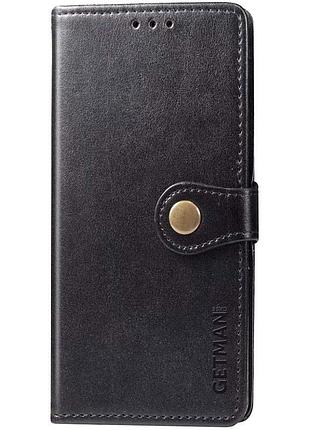 Шкіряний чохол-книжка getman gallant (pu) для xiaomi redmi 10c чорний