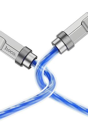 Дата кабель hoco u113 solid 20w type-c to lightning (1m) blue 4