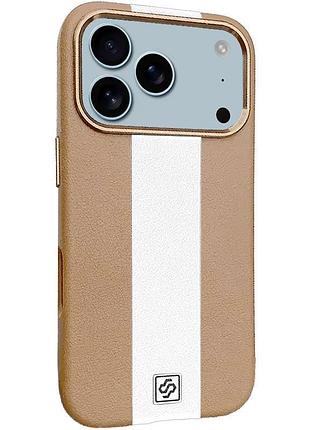 Шкіряний чохол rally with magsafe для apple iphone 17 pro max (6.9") beige / white