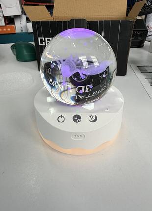 Кристаллическая 3d led лампа-ночник «динозавр» в стеклянном шаре, rgb подсветка, сенсорное управление, usb, новая