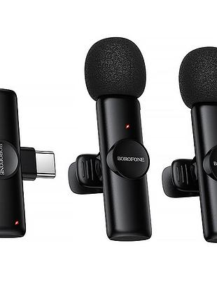 Петличний бездротовий мікрофон borofone bfk16a winner dual-mic type-c black