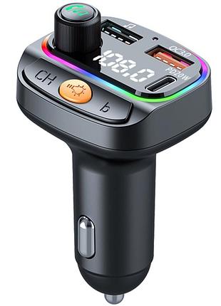 Азп fm модулятор wiwu qc031 mp3 car pd20w+qc3.0 (2usb-a/1c) black