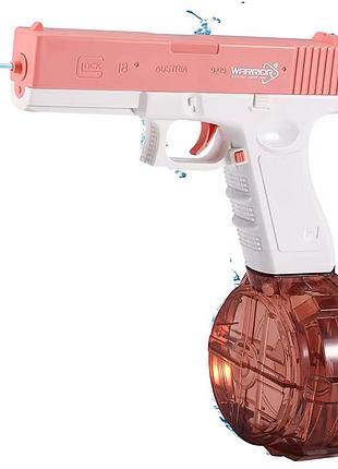Водяний акумуляторний пістолет glock water gun (250ml) with lithium battery pink