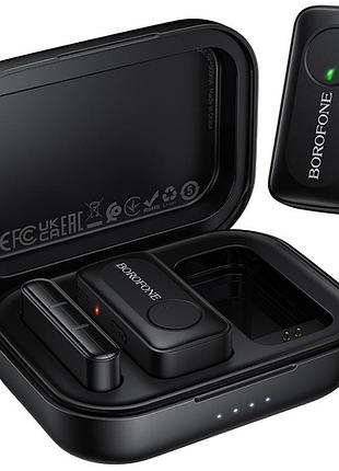 Петличний бездротовий мікрофон borofone bfk17 lemai dual-mic type-c black