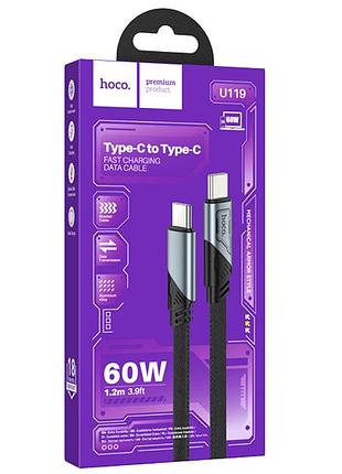 Дата кабель hoco u119 machine charging data type-c to type-c 60w (1.2m) black 5